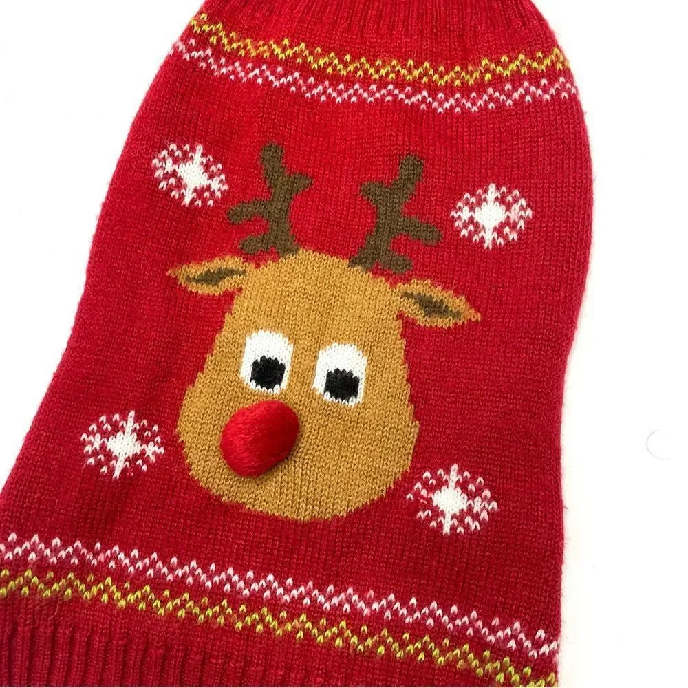 Red Reindeer Ugly Christmas Dog Sweater
